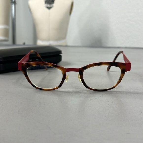 Anne Et Valentin Eyeglasses Fairy U 78 Havana/Red Cat Eye Metal France 45-22 135 - Picture 10 of 11